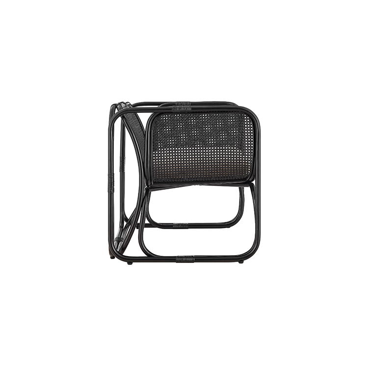 Ellie Natural Rattan Accent Armchair, Black