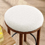 Pebble Boucle Walnut Ivory Counter Stools, Set of 2