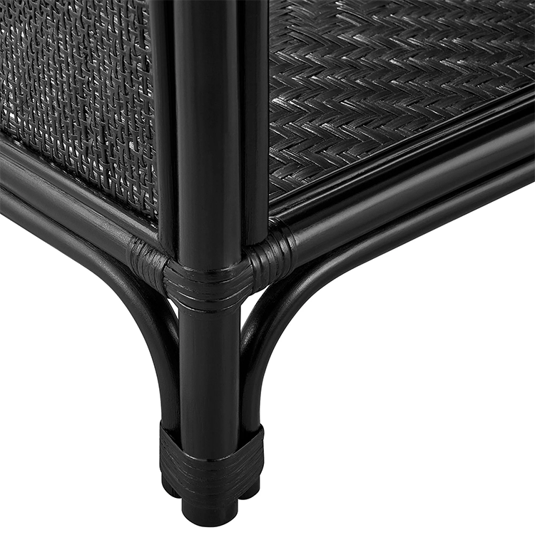 Celetial Arched Natural Rattan Bookshelf, Black