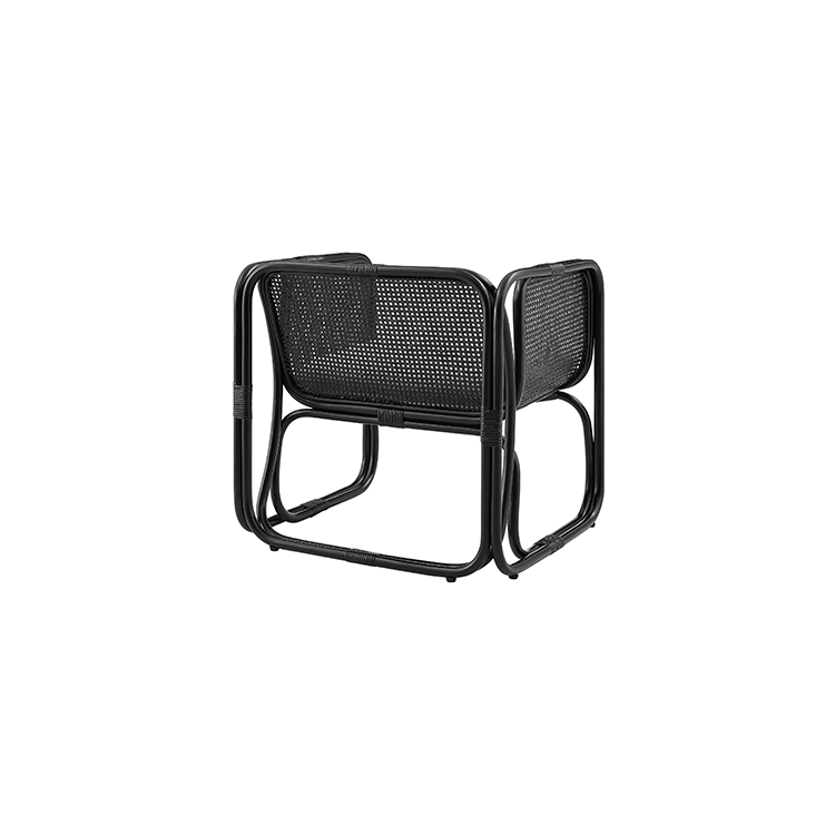 Ellie Natural Rattan Accent Armchair, Black