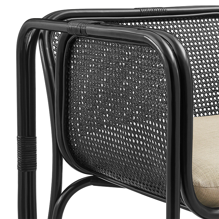 Ellie Natural Rattan Accent Armchair, Black