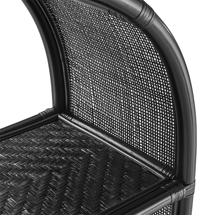 Celetial Arched Natural Rattan Bookshelf, Black