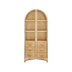 Janne Arched Natural Rattan Bookshelf, Natural