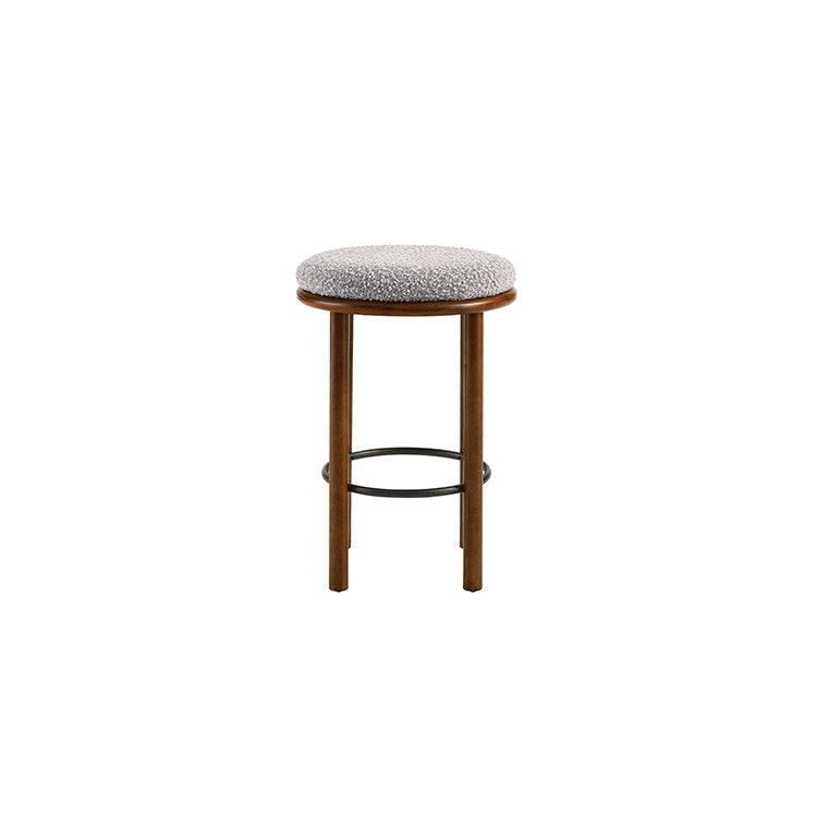 Pebble Boucle Walnut Taupe Counter Stools, Set of 2