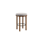 Pebble Boucle Walnut Taupe Counter Stools, Set of 2