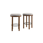 Pebble Boucle Walnut Taupe Counter Stools, Set of 2