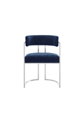 Ardenza Curved Back Fabric and Metal Dining Chair,Silver Navy
