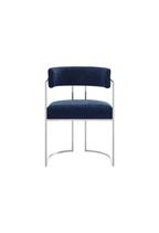 Ardenza Curved Back Fabric and Metal Dining Chair,Silver Navy