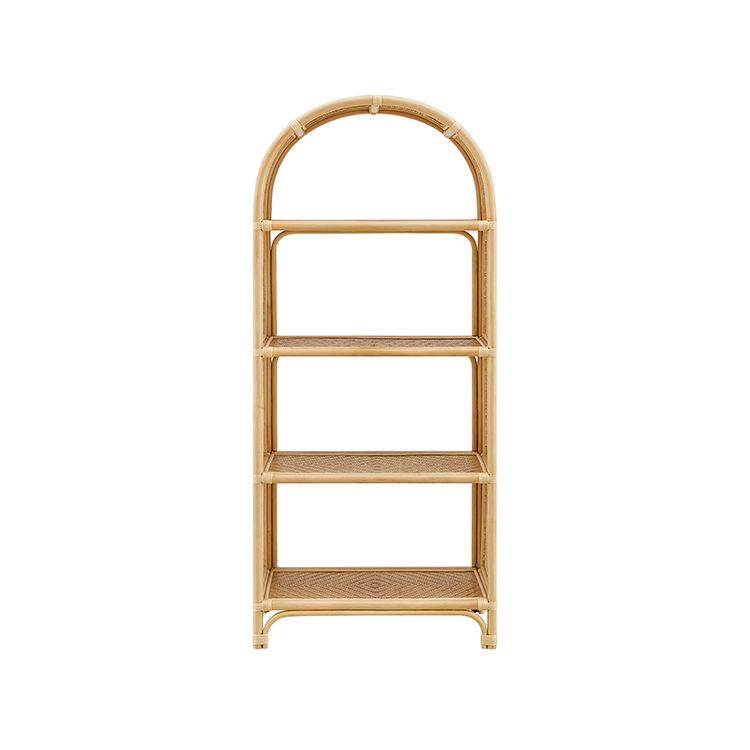 Celetial Arched Natural Rattan Bookshelf, Natural