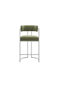 Ardenza Curved Back Fabric and Metal Counter Stool,Silver Leaf