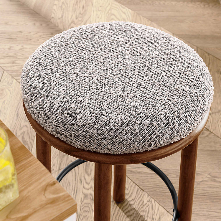 Pebble Boucle Walnut Taupe Counter Stools, Set of 2