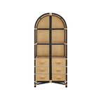 Janne Arched Natural Rattan Bookshelf, Black
