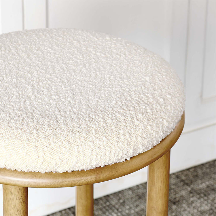Pebble Boucle Oak Ivory Bar Stools, Set of 2