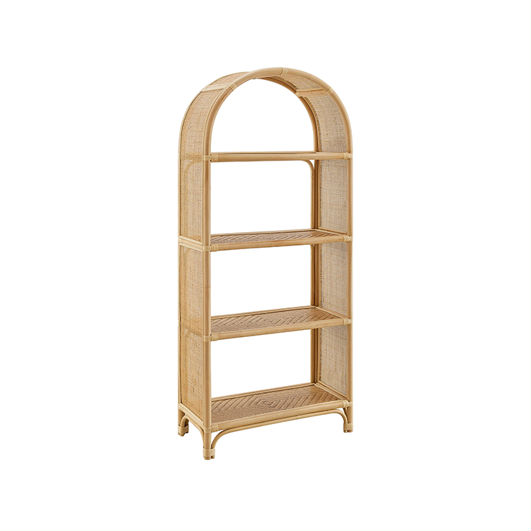 Celetial Arched Natural Rattan Bookshelf, Natural