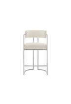 Ardenza Curved Back Fabric and Metal Counter Stool,Silver Cream