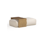 Wavy Ottoman with Bridge Table, Cream