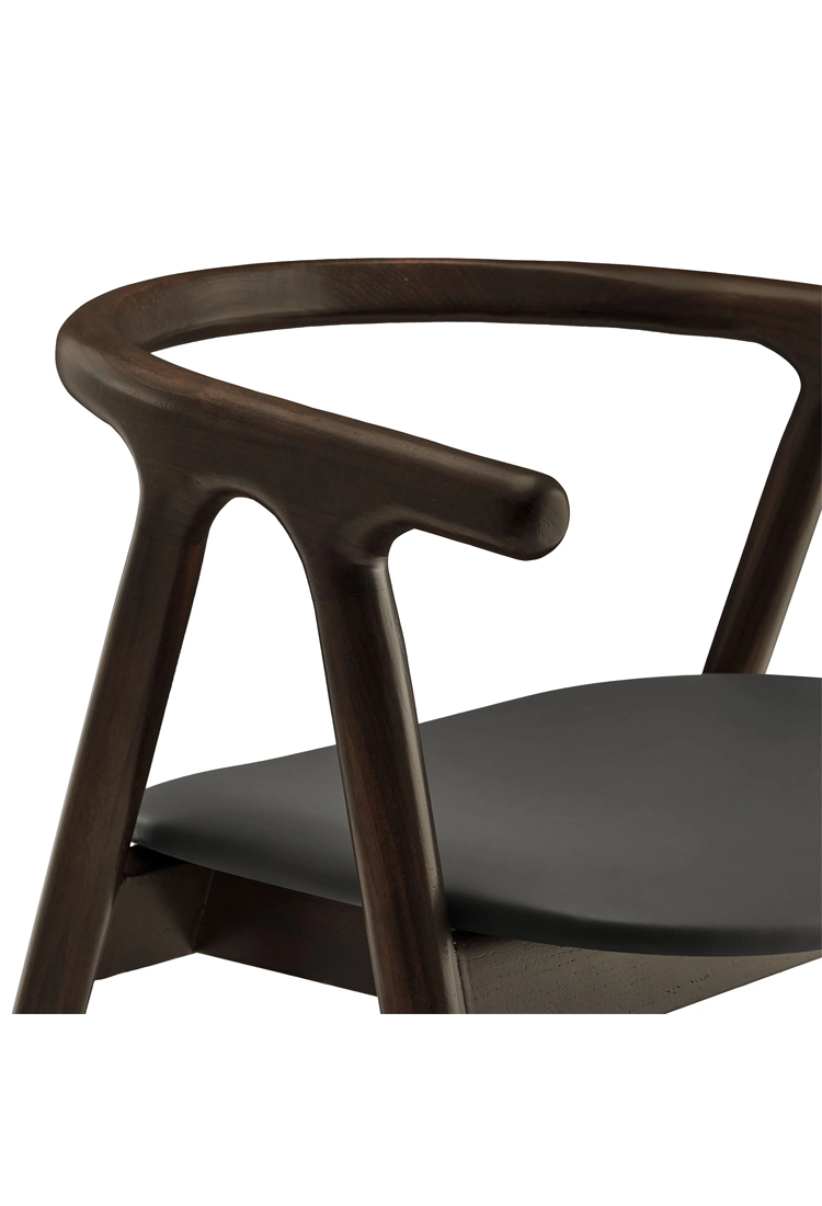 Serene Leather and Wood Dining Chair,Black