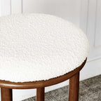 Pebble Boucle Walnut Ivory Bar Stools, Set of 2