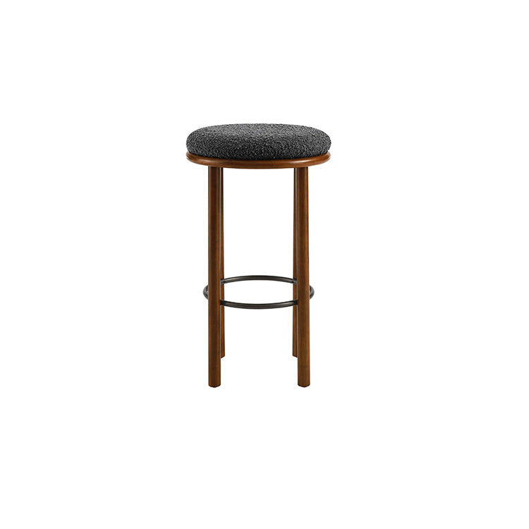 Pebble Boucle Walnut Charcoal Bar Stools, Set of 2