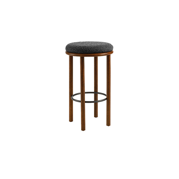 Pebble Boucle Walnut Charcoal Bar Stools, Set of 2