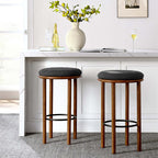 Pebble Boucle Walnut Charcoal Bar Stools, Set of 2