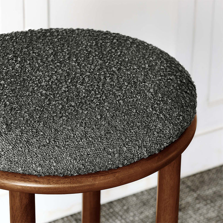 Pebble Boucle Walnut Charcoal Bar Stools, Set of 2