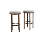 Pebble Boucle Walnut Taupe Bar Stools, Set of 2