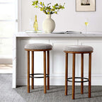 Pebble Boucle Walnut Taupe Bar Stools, Set of 2