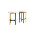 Pebble Boucle Oak Ivory Counter Stools, Set of 2