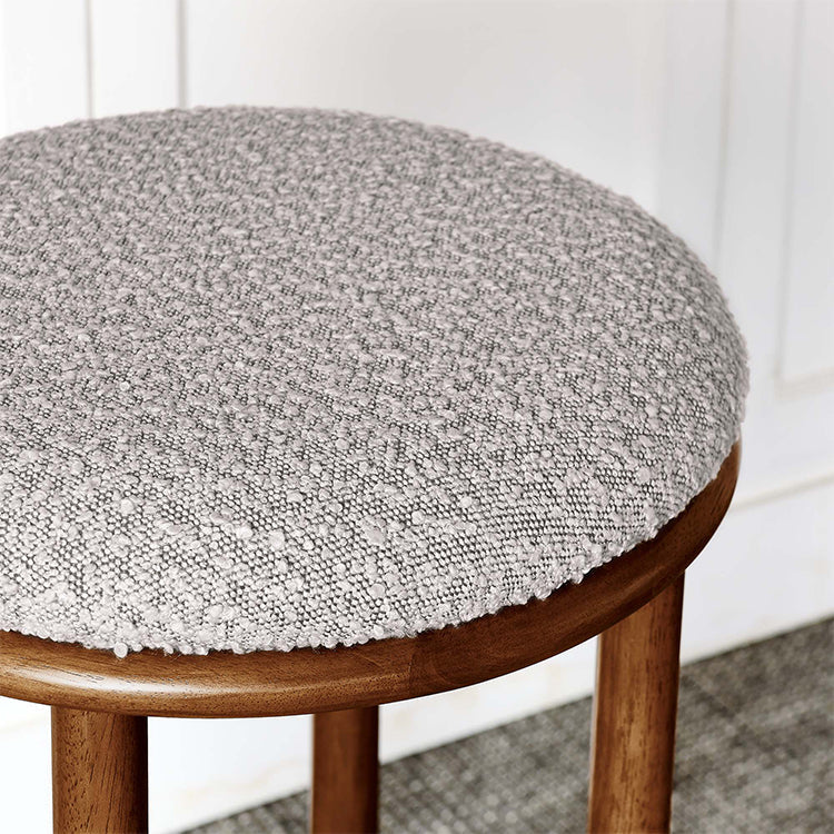 Pebble Boucle Walnut Taupe Bar Stools, Set of 2