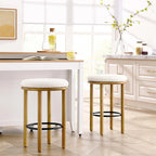 Pebble Boucle Oak Ivory Counter Stools, Set of 2