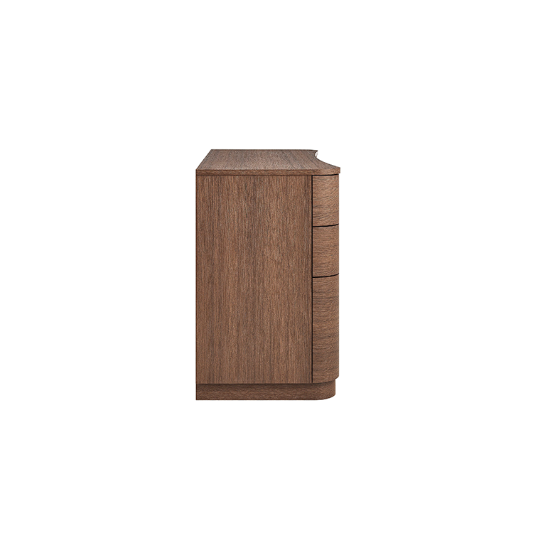 Mir Curved Office Desk, Brown Oak