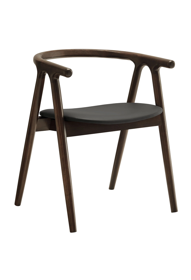 Serene Leather and Wood Dining Chair,Black