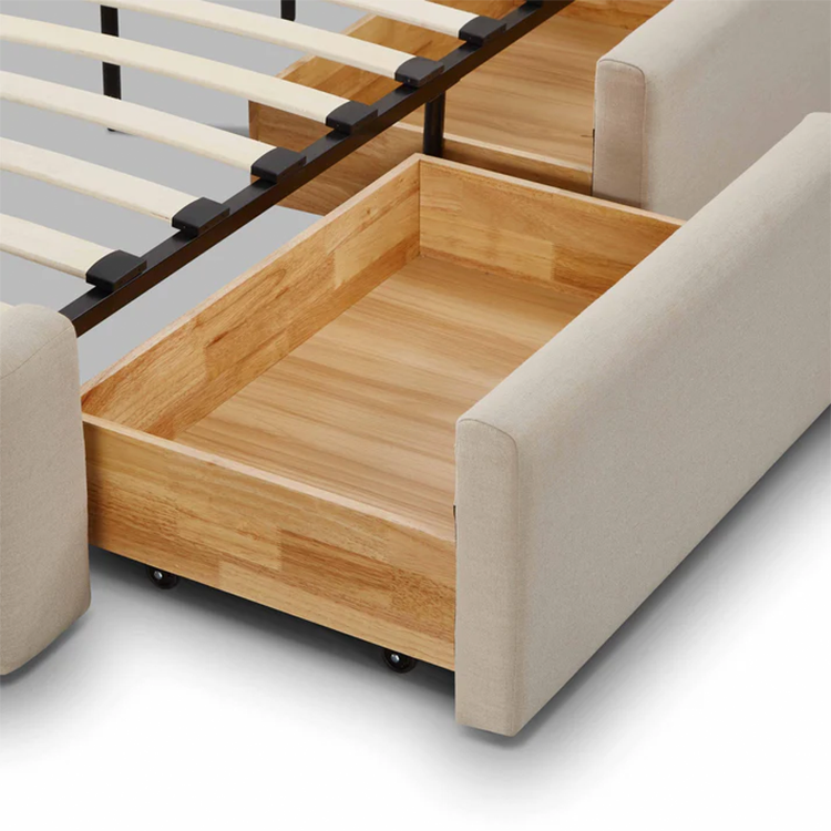 Coey Taupe Linen Storage Queen Bed