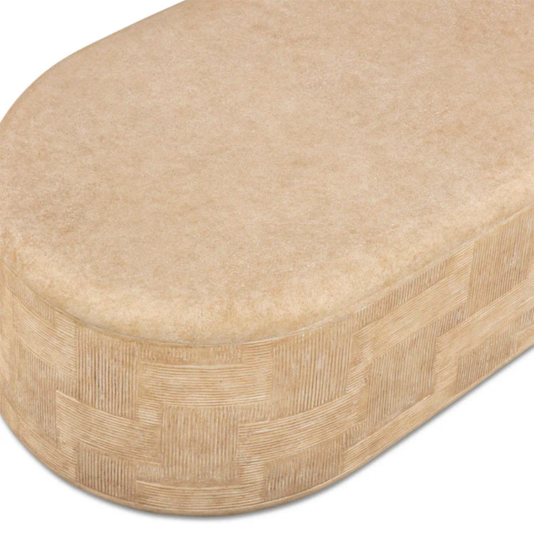 Serrie Concrete Rounded Coffee Table, travertine
