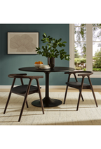 Serene Leather and Wood Dining Chair,Black