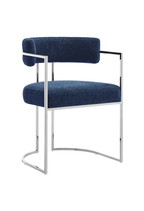 Ardenza Curved Back Fabric and Metal Dining Chair,Silver Navy