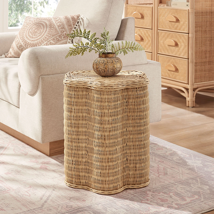Eric Natural Rattan Side Table, Natural