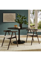 Serene Leather and Wood Dining Chair,Stone