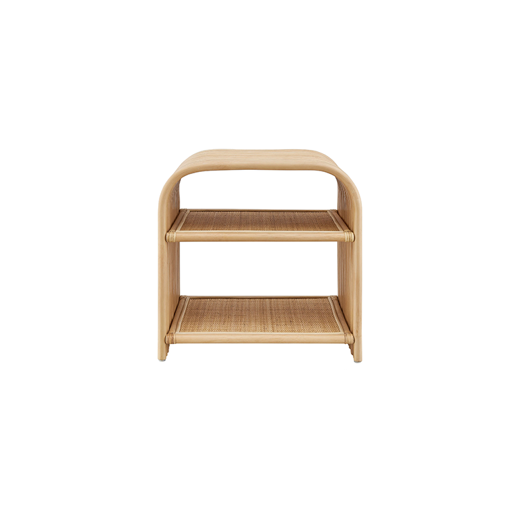 Ebba Curved Natural Rattan Side Table, Natural