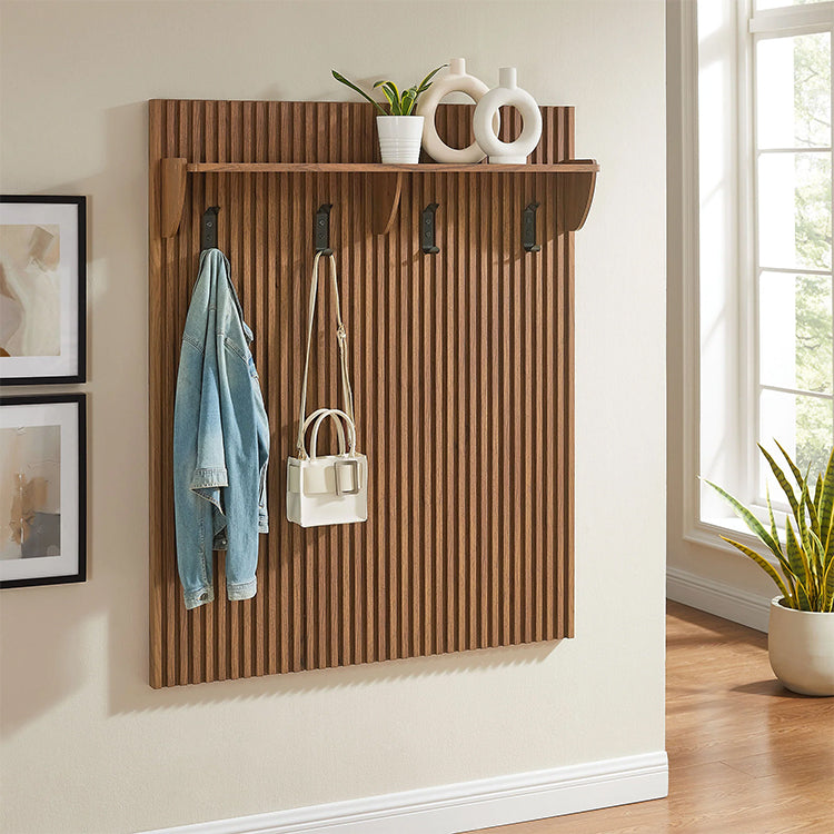 Chateau Coat Rack Panel With Shelf, walnut