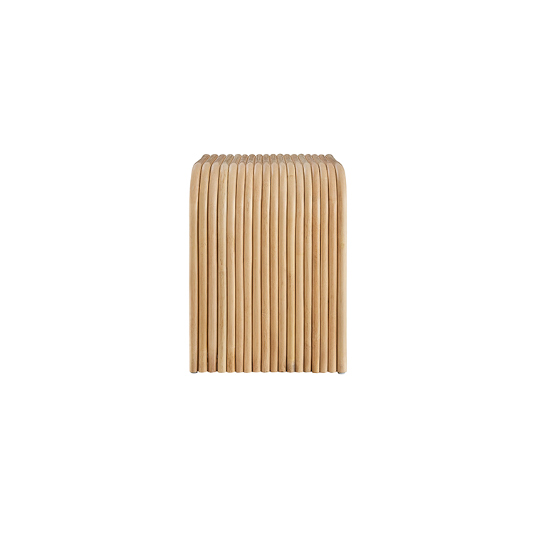 Ebba Curved Natural Rattan Side Table, Natural