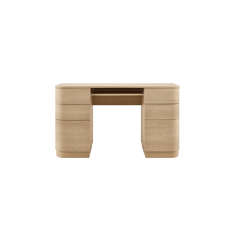 Mir Curved Office Desk, Light Oak