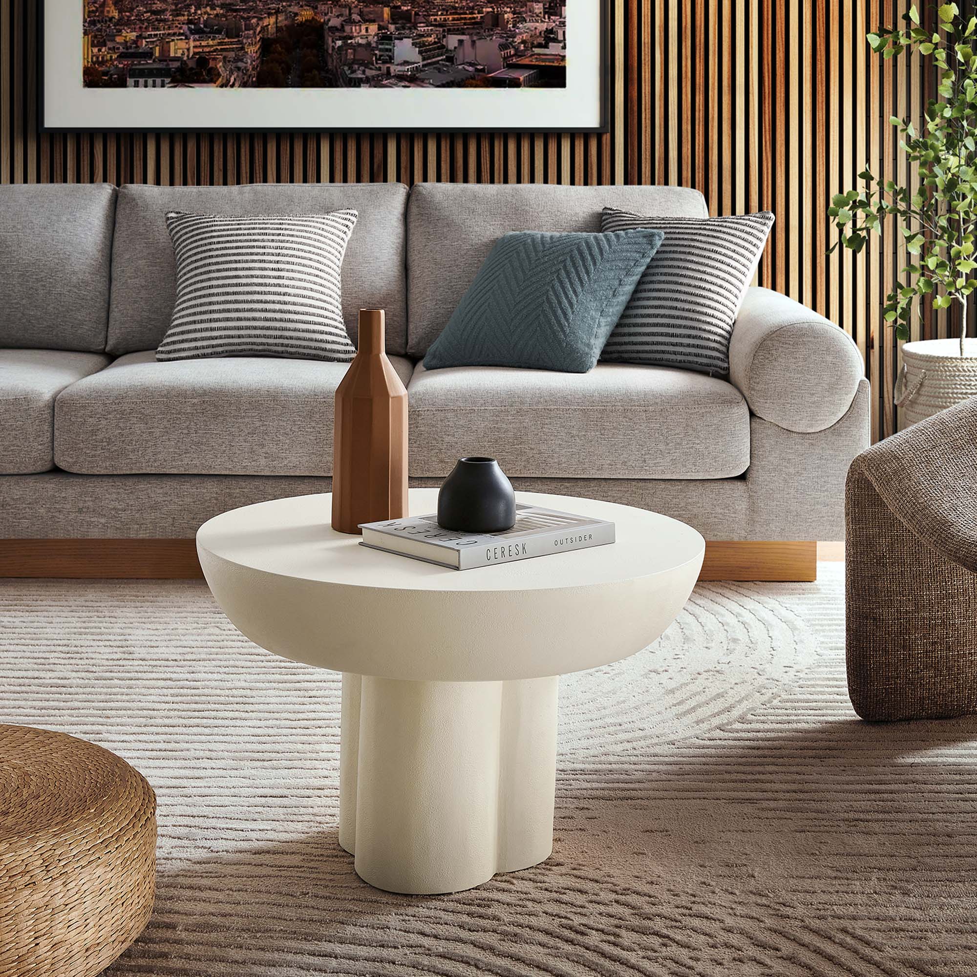 Caspa Round Coffee Table, white