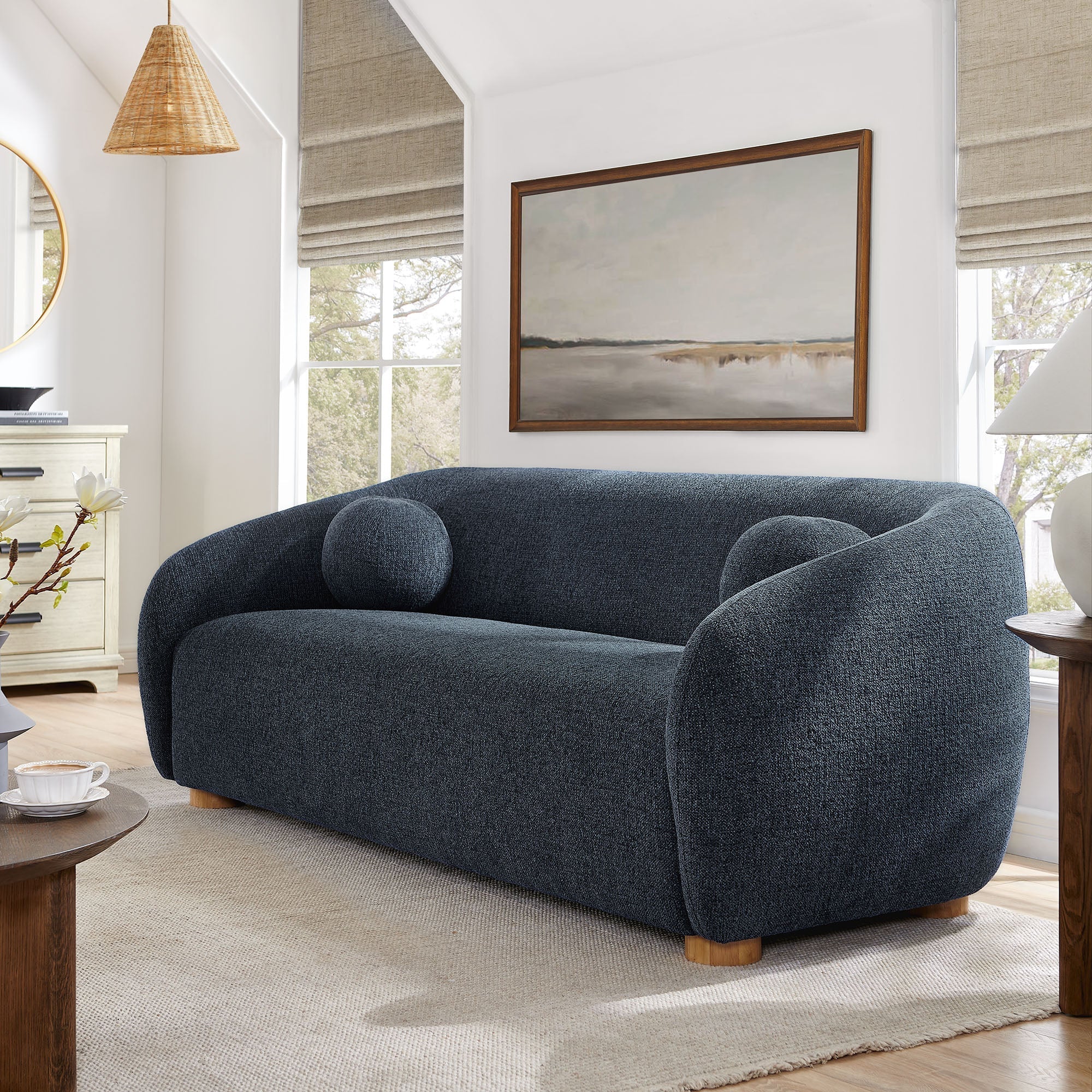 Chennie Fabric Sofa, Navy