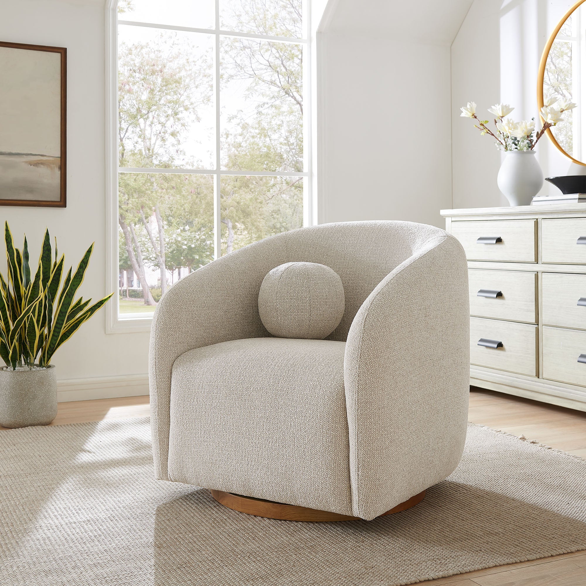 Chennie Fabric Armchair, Dove Gray