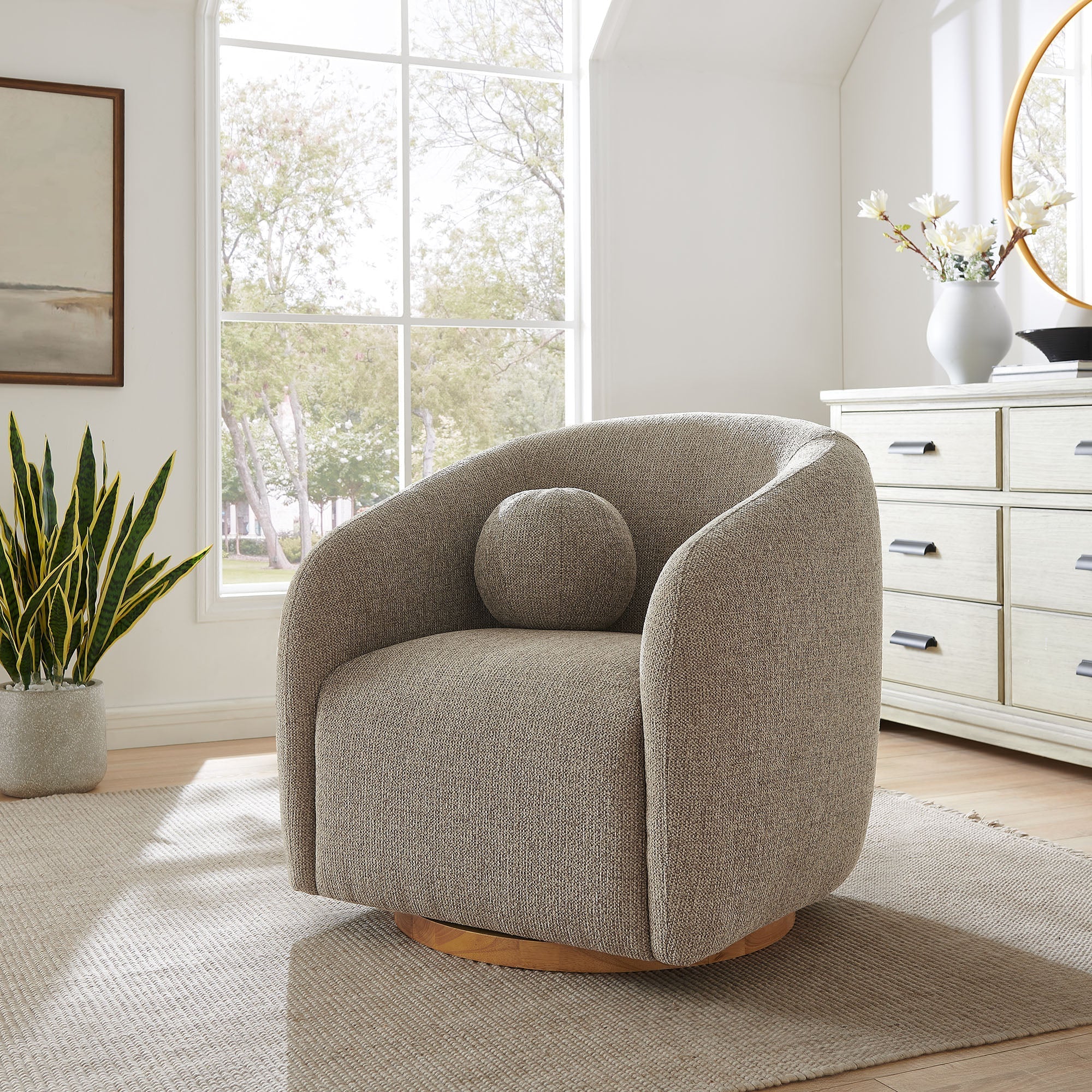 Chennie Fabric Armchair, Taupe