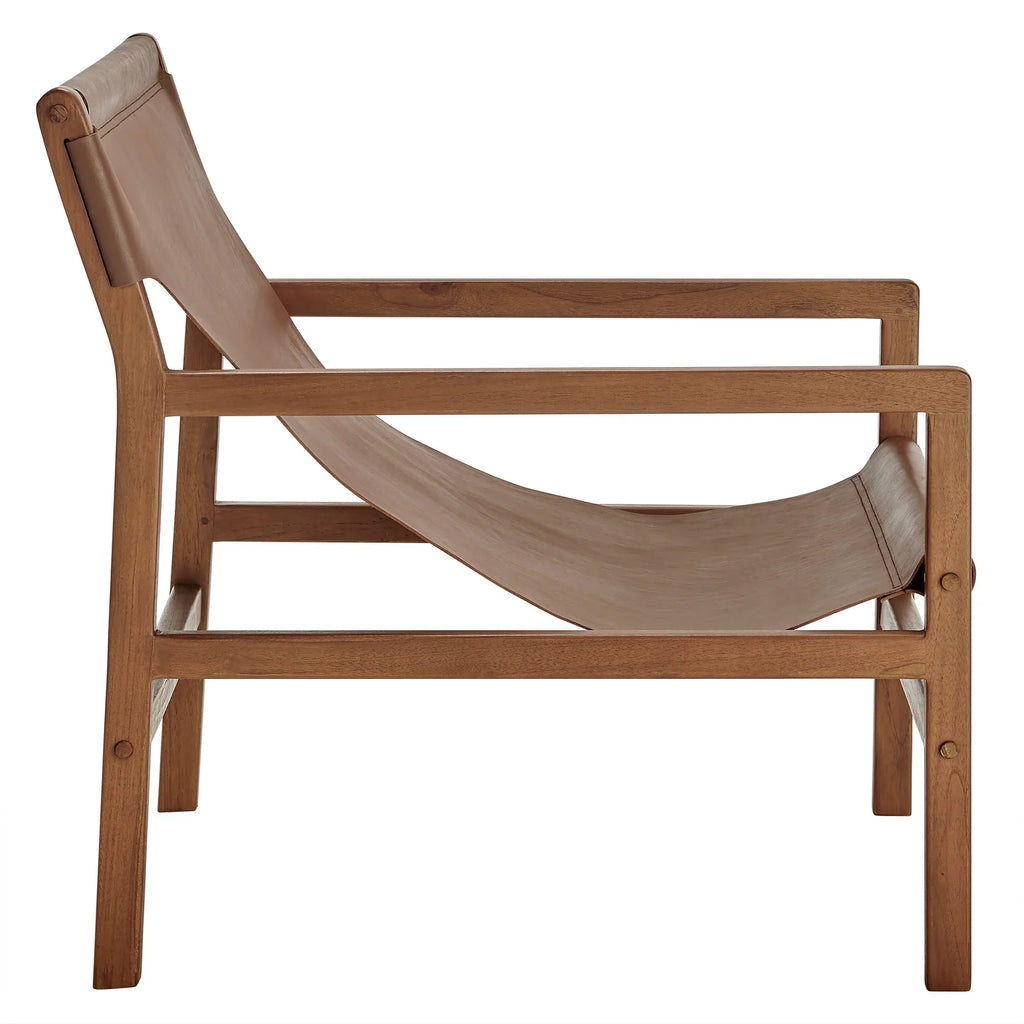 Sono Leather Sling Chair in Nutmeg Brown