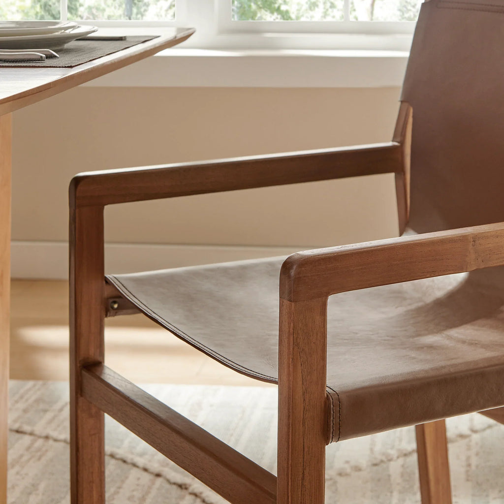 Sono Leather Dining Chair in Nutmeg Brown