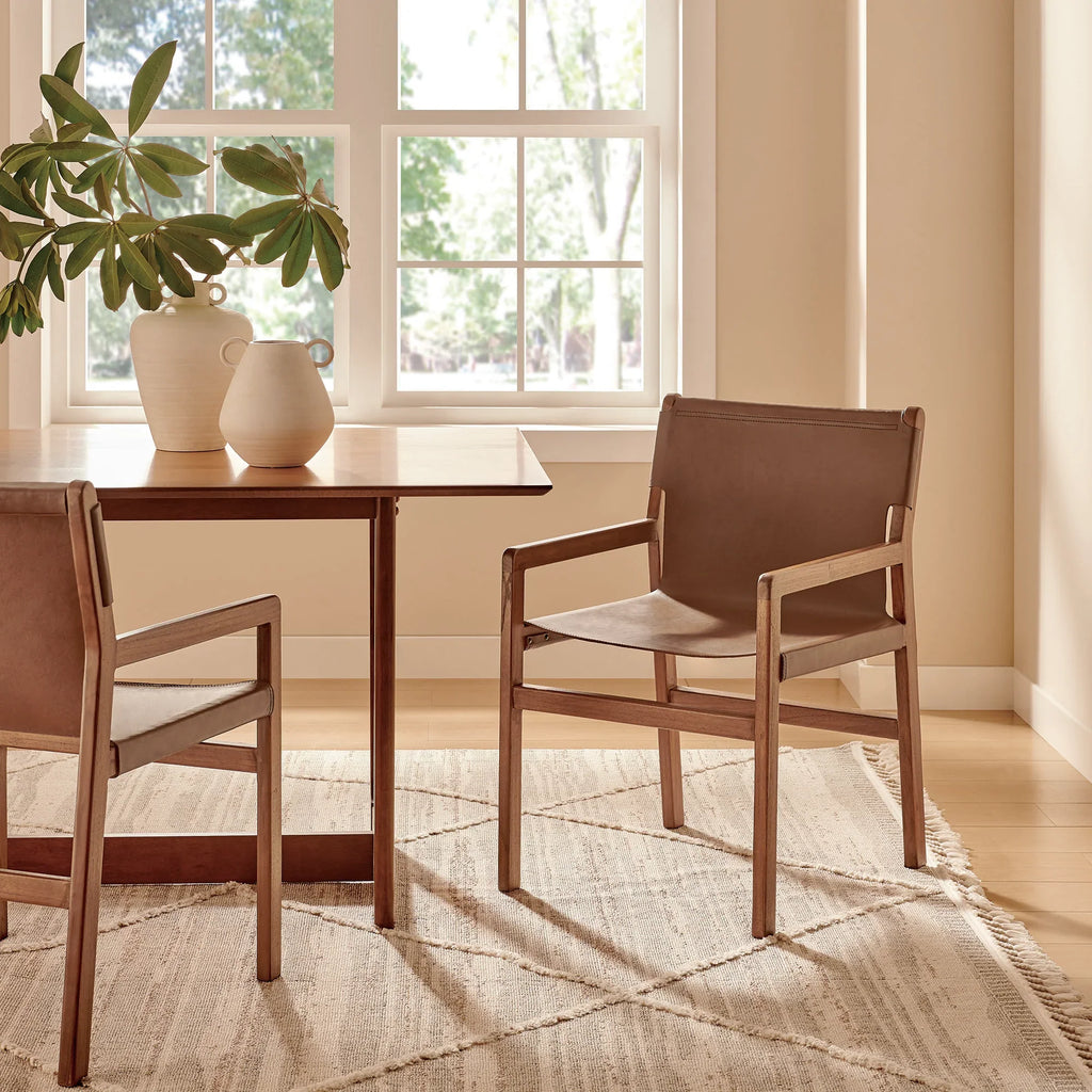 Sono Leather Dining Chair in Nutmeg Brown
